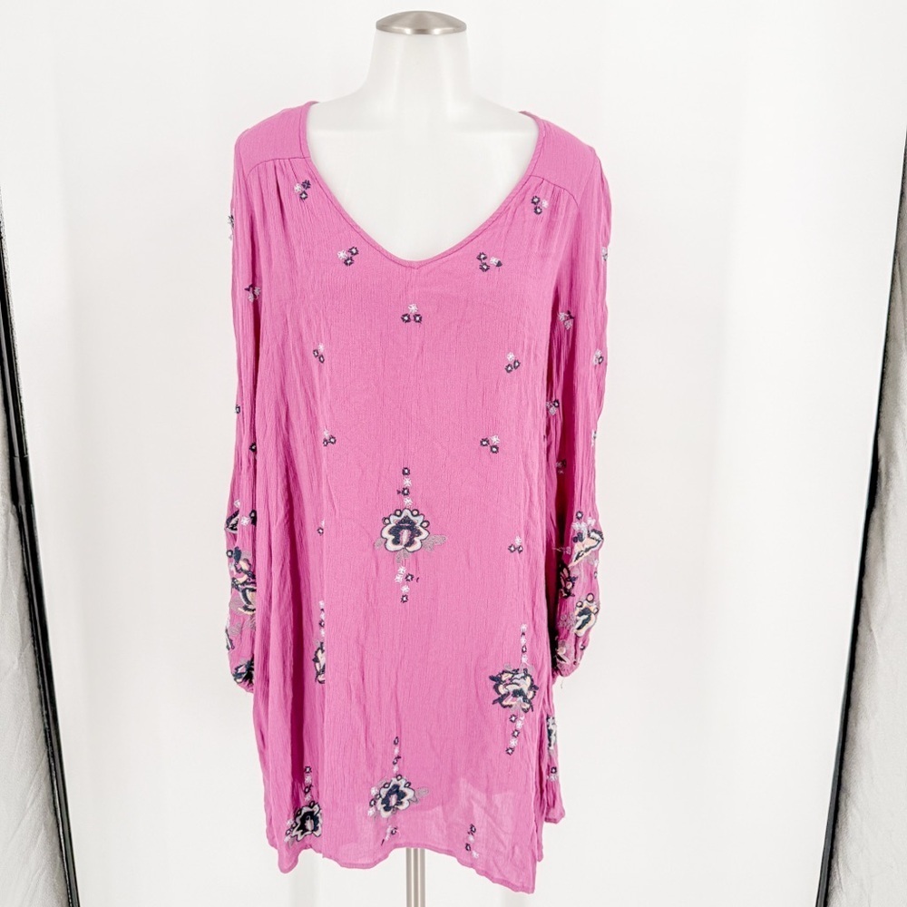 Free People Pink Long Sleeve Dress